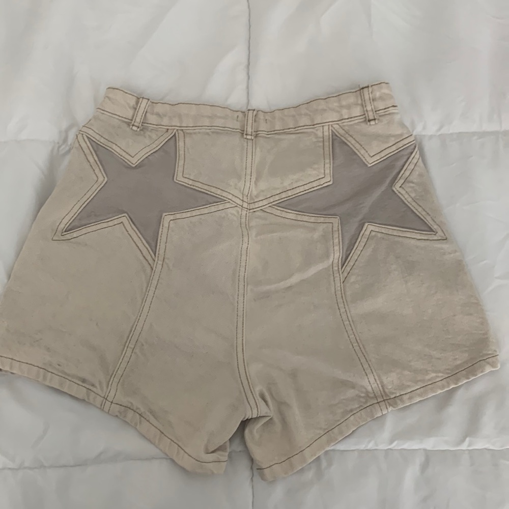 NastyGal Tan Star Denim Shorts Size US 8